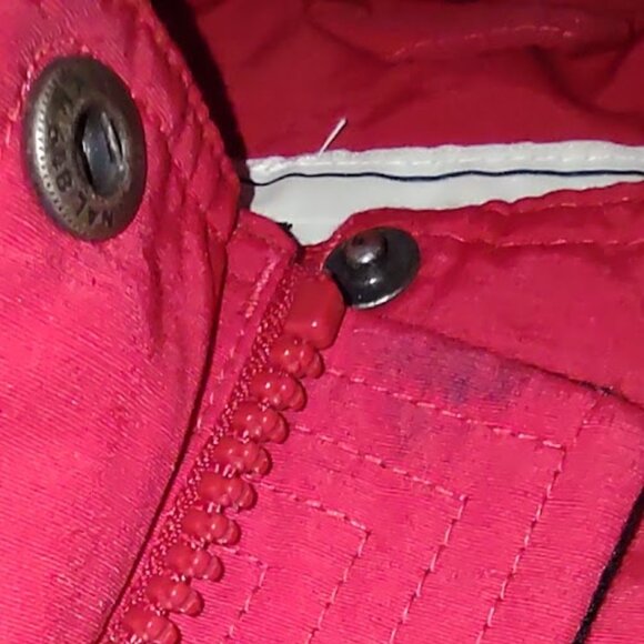L. L. BEAN RED NYLON UTILITY WINDBREAKER JACKET HOOD POCKETS INNER DRAWSTING L - Picture 16 of 16